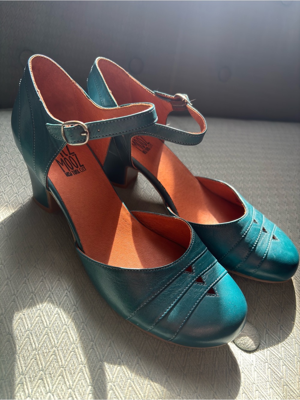Miz Mooz Teal Mary Jane Heel with Ankle Strap